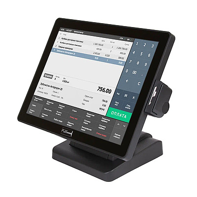 POS-монитор сенсорный POSCenter EVA-150 (15", P-CAP, TFT LCD, 1024х768, VGA, MSR, кнопки, кабели 3м, стенд, черный) фото