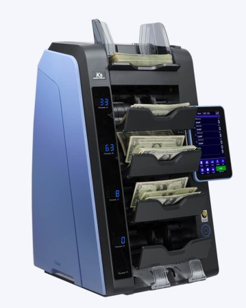 Сортировщик банкнот Kisan K500 HD (черный, количество карманов 4+1, RUB/USD/EUR) фото