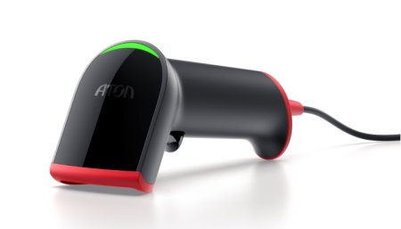 Проводной сканер штрих-кода АТОЛ Impulse 12 v2 (2D, черный, с подставкой) фото