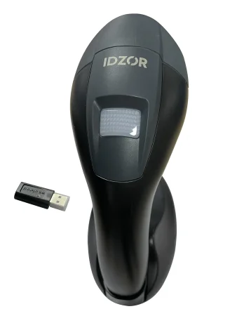 Беспроводной сканер штрих-кода IDZOR 9800 (2D, черный, Bluetooth, с подставкой Cradle) фото