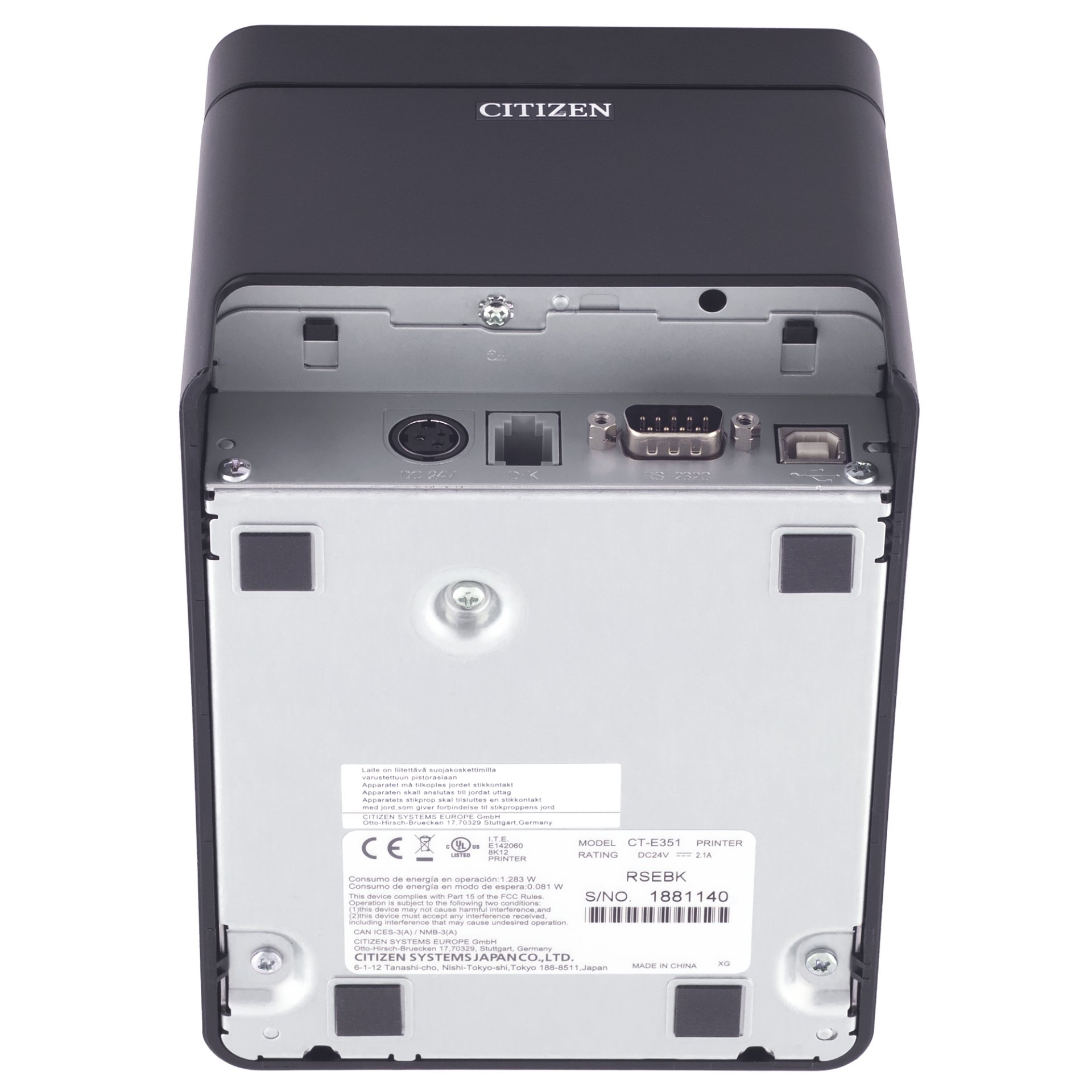Чековый принтер Citizen CT-E351 (203 dpi, черный, термопечать, USB/RS-232, с автоотрезчиком) №7
