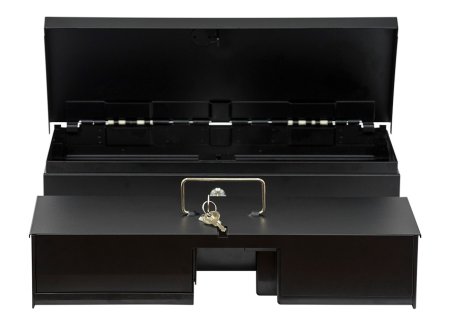 Денежный ящик АТОЛ FlipTop-MB (черный, распайка: Epson, верхняя крышка из нержавеющей стали + крышка для инкассации) фото