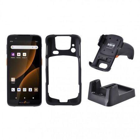 Комплект ТСД Mertech MovFast S55 (Android 13, 4GB/64GB, кредл без передачи, пист. рукоятка, чехол, стекло, ремешок) фото