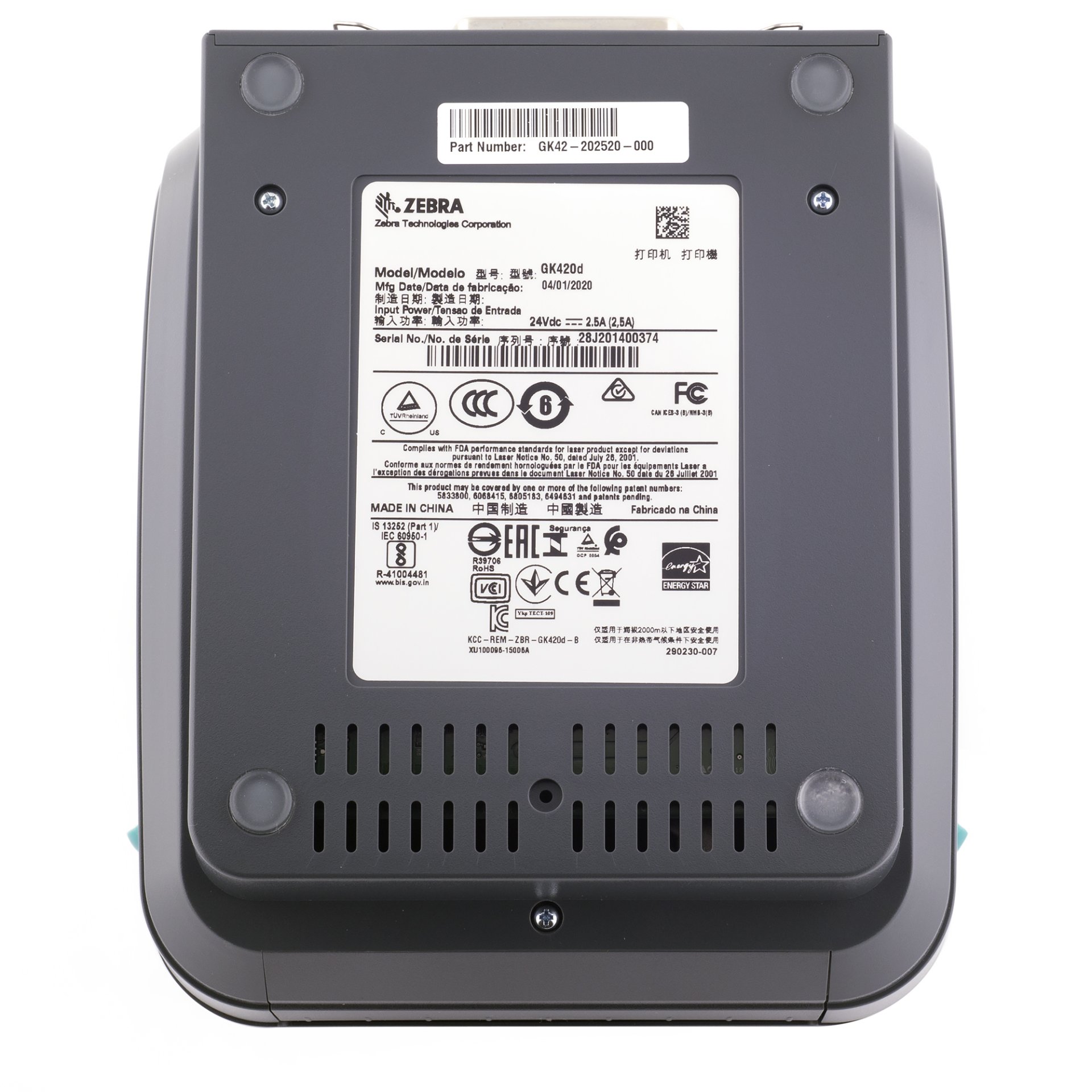 Термопринтер этикеток Zebra GK420d (203 dpi, USB/RS-232/LPT, арт. GK42-202520-000) фото