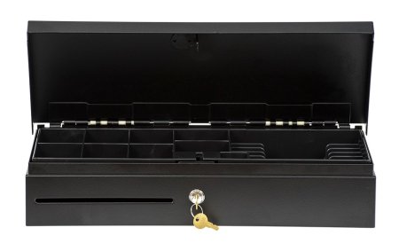 Денежный ящик АТОЛ FlipTop-MB (черный, распайка: Epson, верхняя крышка из нержавеющей стали + крышка для инкассации) фото