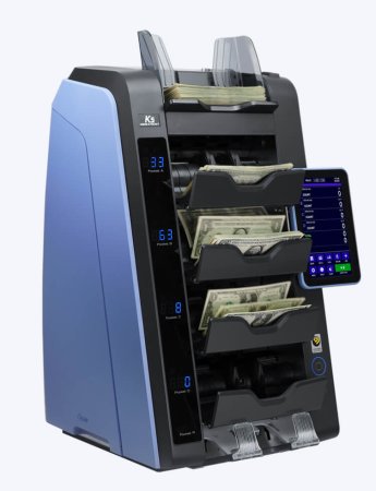 Сортировщик банкнот Kisan K5 HD (черный, количество карманов 3+1, RUB/USD/EUR) фото