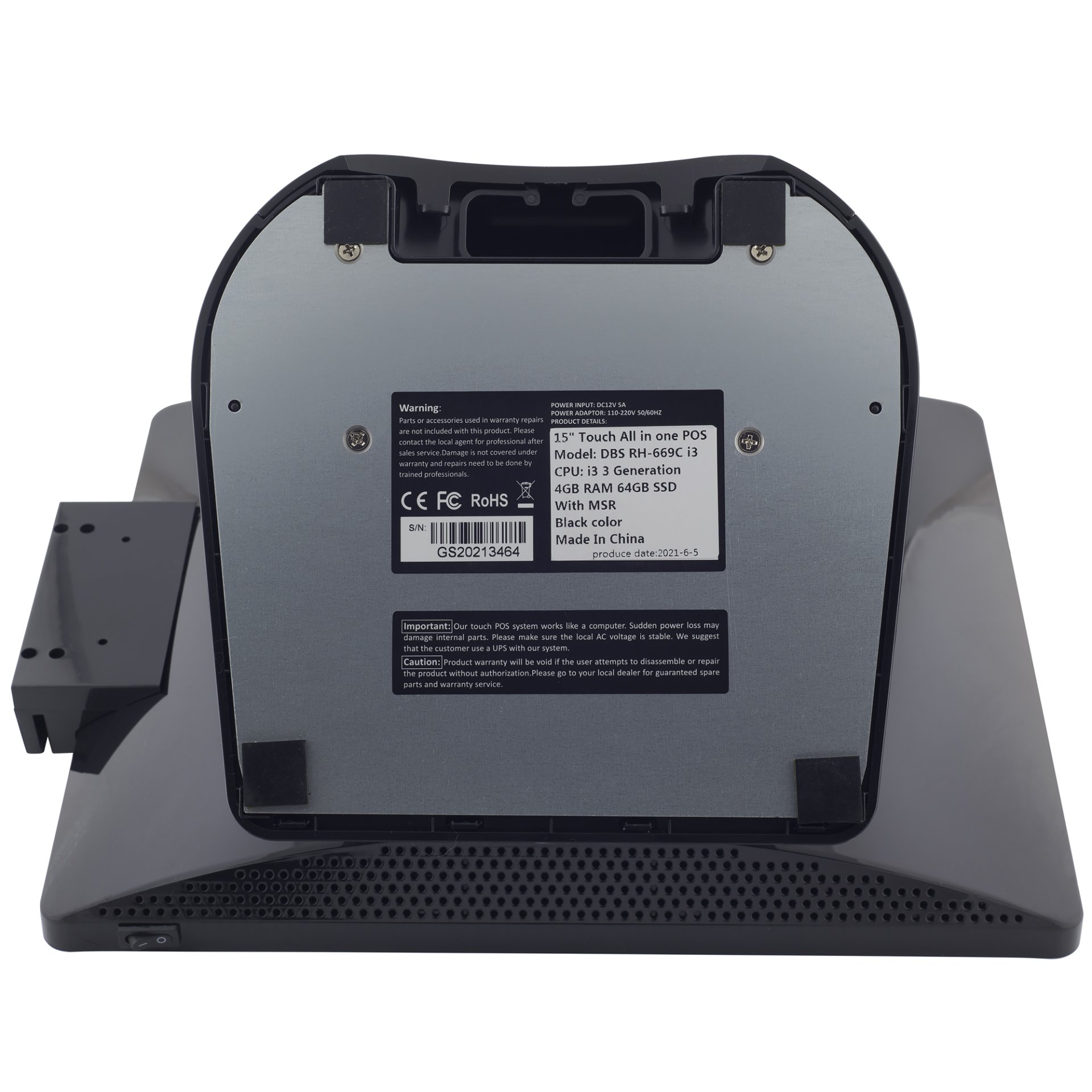 Сенсорный терминал DBS-RH669 (15", Intel Celeron J4125, 8GB/128GB, MSR, без ОС) №6